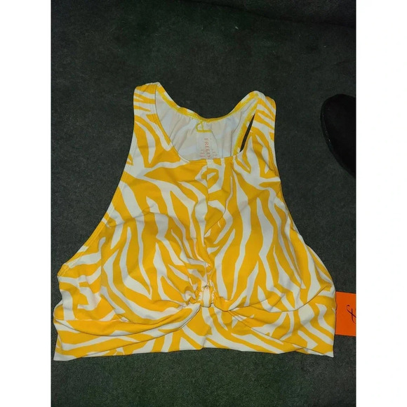 Freely Women's Medium Yellow Knotted High Neck Midkini Swim Top (AH) - Picture 1 of 6
